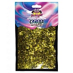 Наполнитель для слайма " Волшебный мир " слюда- серпантин золото, из голографиеского материала, частички слюды разного размера и формы переливаются и выглядят как тянущиеся струйки драгоценного металла, картонный блистер 12*24мм, европодвес