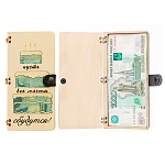 Конверт для денег деревянный (купюрница) " Пусть все мечты сбудутся ", на кнопке, 165*100*9мм