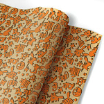 Упаковочная бумага крафт " Интерпак " 70см*10м в рулоне, Кошки-мышки, 60г/м2