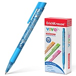 Ручка шариковая автоматическая " Erich Krause " Vivo Spring синяя 0,7мм резиновый держатель, цветной корпус, 4 дизайна, толщина письма 0,35мм