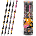 Карандаш ч/гр " Erich Krause " Positive Vibe HB с ластиком, круглый, пластиковый, цвет корпуса - ассорти, заточенные, в тубусе