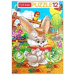 Пазлы " Hatber "  12элементов Хитрый зайчик 20*30см, в рамке, картонная упаковка