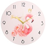 Часы настенные " Миленд " d=30см Розовый фламинго, питание от 1 батарейки АА, батарейки в комплект не входят, материал- МДФ, пластик, картонная упаковка