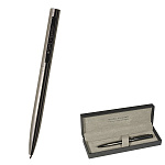 Ручка подарочная шариковая автоматическая " Bruno Visconti " Firenze синяя 0,7мм, поворотный механизм, металлический корпус, цвет корпуса вороненая сталь, толщина письма- 0,5мм, подарочная упаковка