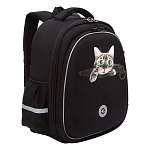 Рюкзак " Grizzly " 28*36*20см черный, 2 отделения, разделительная перегородка-органайзер, жесткая анатомическая спинка, боковые карманы из сетки, внутренний составной пенал-органайзер, укрепленные лямки, нагрудная стяжка-фиксатор со свистком, мягкая укреп