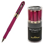 Ручка шариковая " Bruno Visconti " Monaco синяя 0,5мм, металлизированный наконечник, непрозрачный колпачок с клипом, цвет корпуса- пурпурный, пластиковый бокс