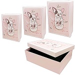 Набор коробок " KWELT " 3в1 21,6*29,6*9,6см, 19,7*26,7*8,8см, 17,8*23,7*6,8см, Щенок Love, цветной картон