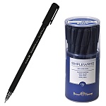 Ручка гелевая " Bruno Visconti " SimpleWrite Black, черная 0,5мм, толщина письма 0,4мм, пластиковый корпус, покрытие soft-touch, цвет корпуса - черный, резиновый держатель, металлический наконечник, колпачок с клипом, пластиковый тубус