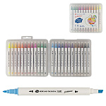 Набор маркеров для скетчинга " Я-Художник! " 24цв двухсторонние, 2,0-4,0мм, перо широкое/пуля, пластиковая упаковка