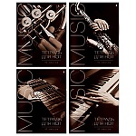 Тетрадь для нот " Альт " А4 16л Music (ассорти), золотая фольга, гибридный Уф-лак, 4 дизайна