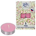 Свеча чайная ароматизированная " РСМ " 6шт Роза, 39*12,5мм, время горения 3-4часа, картонная упаковка