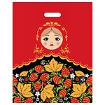 Пакет ПЭ " Миленд " с вырубной ручкой ПВД, 36,5*48см 50мкм Матрёшка