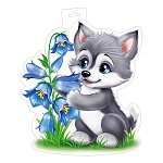 Плакат фигурный " Мир открыток " 0-35 А3 Волчонок с цветком