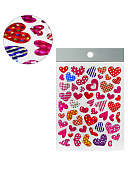 Наклейки " KWELT " А6 Ассорти сердечек, голография