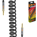 Кабель Aux Jack 3,5mm - Jack 3,5mm " FaisOn " FS-K-478 Sonder черный, круглый, 1м, силикон