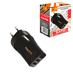 Блок питания сетевой " FaisON " FS-Z-978 Rapid черный, 3,1A, 3 USB, пластик (кабель в комплект не входит)