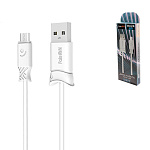 Кабель сетевой USB - micro USB " FaisON " HX24 Alien белый, круглый, 1м, 2,1А, силикон