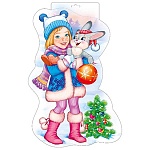 Плакат фигурный " Мир поздравлений " 936 А3 Девочка с зайцем