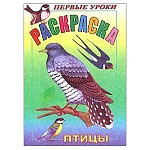 Раскраска " Hatber " А5 8л Первые уроки. Птицы, на скобе, цветной блок