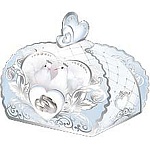 Бонбоньерка " Праздник " 450 Колечки-сердечки 65*55*35мм, фольга серебряная текстурная, вырубка, текст