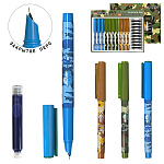 Ручка перьевая " KWELT " Hello! my Bro, закрытое перо, поршневой конвертер для заправки чернилами, картридж с чернилами, цветной корпус - ассорти 3цв, картонная упаковка