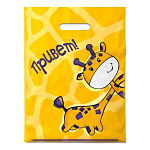 Пакет ПЭ " Интерпак " с вырубной ручкой ПВД, 30*40см 30мкм Жирафики