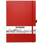 Блокнот для зарисовок " Sketchmarker " 21*29,7см 7БЦ на резинке 80л Красный, обложка - ПВХ, плотность 140г/м2, блок- слоновая кость, сшивка, ляссе, держатель для ручки