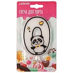 Свеча для торта цифра " deVente " Панда 0, белая, 9,1*6,6*1см, картонный блистер, европодвес
