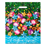 Пакет Новогодний ПЭ " Интерпак " с вырубной ручкой ПВД, 40*47см 45мкм Каламбур