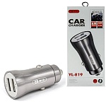 Блок питания автомобильный " BYZ " YL-819 чёрный, 3,1А, 2 USB, металл (кабель в комплект не входит)