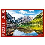 Пазлы " Рыжий кот " 2000элементов Италия. Озеро Брайес и лодки 92*68см, картонная упаковка 23,5*35,5*5см
