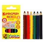 Карандаши цветные деревянные мини утолщенные Джамбо 06цв " Каляка-Маляка " 4М трехгранные, картонная упаковка, европодвес