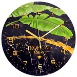 Часы настенные " Миленд " d=30см Тропические зелёные листья, питание от 1 батарейки АА, батарейки в комплект не входят, материал- МДФ, пластик, картонная упаковка