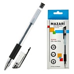 Ручка гелевая " Mazari " Denise черная 0,5мм, толщина письма 0,25мм, пулевидный пишущий узел, резиновый держатель, металлизированный наконечник, прозрачный пластиковый корпус