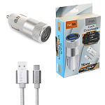 Зарядное устройство автомобильное " FaisON " A-23 Team белое, 3,0А, QC3.0, PD3.0, USB, пластик, кабель Type-C, 1м