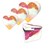 Набор коробок " KWELT " 3в1 Сердце 29*28*16см, 26*25*14см, 23*22*12см, Разводы, цвет - белый, картон/ПВХ