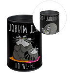 Копилка-подставка металлическая " Феникс " Серый кот d=7,5см, h=10,4см, пакет