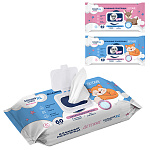 Полотенца влажные детские 60шт " Emily Style " 0+, без отдушки, клапан, пластиковая крышка