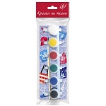 Набор красок по ткани " Луч " 6цв акрил, в наборе кисть, в прозрачом пакете