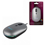 Мышь " SmartBuy " 328 проводная оптическая, 4 кнопки, бесшумная, серый металлик, 2400 DPI, USB, подсветка