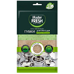 Губка для посуды " Master fresh " 2шт XXL 100*70*36мм, крупнопористый поролон, абразивная- сизаль из агавы