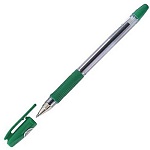 Ручка шариковая " Pilot " Fine зеленая 0,7мм резиновый держатель, чернила на масляной основе, прозрачный корпус, картонная упаковка