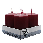 Набор свечей " РСМ " Классических бордовых, 60*40мм, время горения 10часов, 4шт, в картонном поддоне