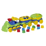 Игра логическая " Совтехстром " Паровозик 54см, в наборе: паровозик с 2 вагончиками, 10 элементов, картонная упаковка