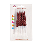 Набор свечей для торта с подставками " KWELT " Always happy, красный,10шт, 4,5*0,5см, белые подставки, картонная упаковка 7*11,5см, европодвес