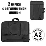Папка-рюкзак для художника " KWELT " А2+ (475*660мм) 1 отделение, черная, текстиль, 3 кармана на молнии, отделение для триноги на фастексе, сетчатый карман, люмки, с ручкой, на молнии