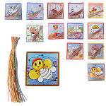 Ниткография " Mazari " 26*26см, в комплекте: 12 цветных картинок-основ, набор ниток, пакет, европодвес