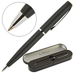 Ручка шариковая " Bruno Visconti " Sienna синяя 1,0мм поворотный механизм, цвет корпуса - черный, колпачок с клипом, подарочный футляр