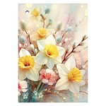 Бирка для букетов и подарков " Праздник " 060 Без названия- Нарциссы, 77*53мм, глянцевый УФ-лак