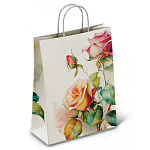 Пакет бумажный " ПЗБМ " 25*22*12см Розы, крученые ручки